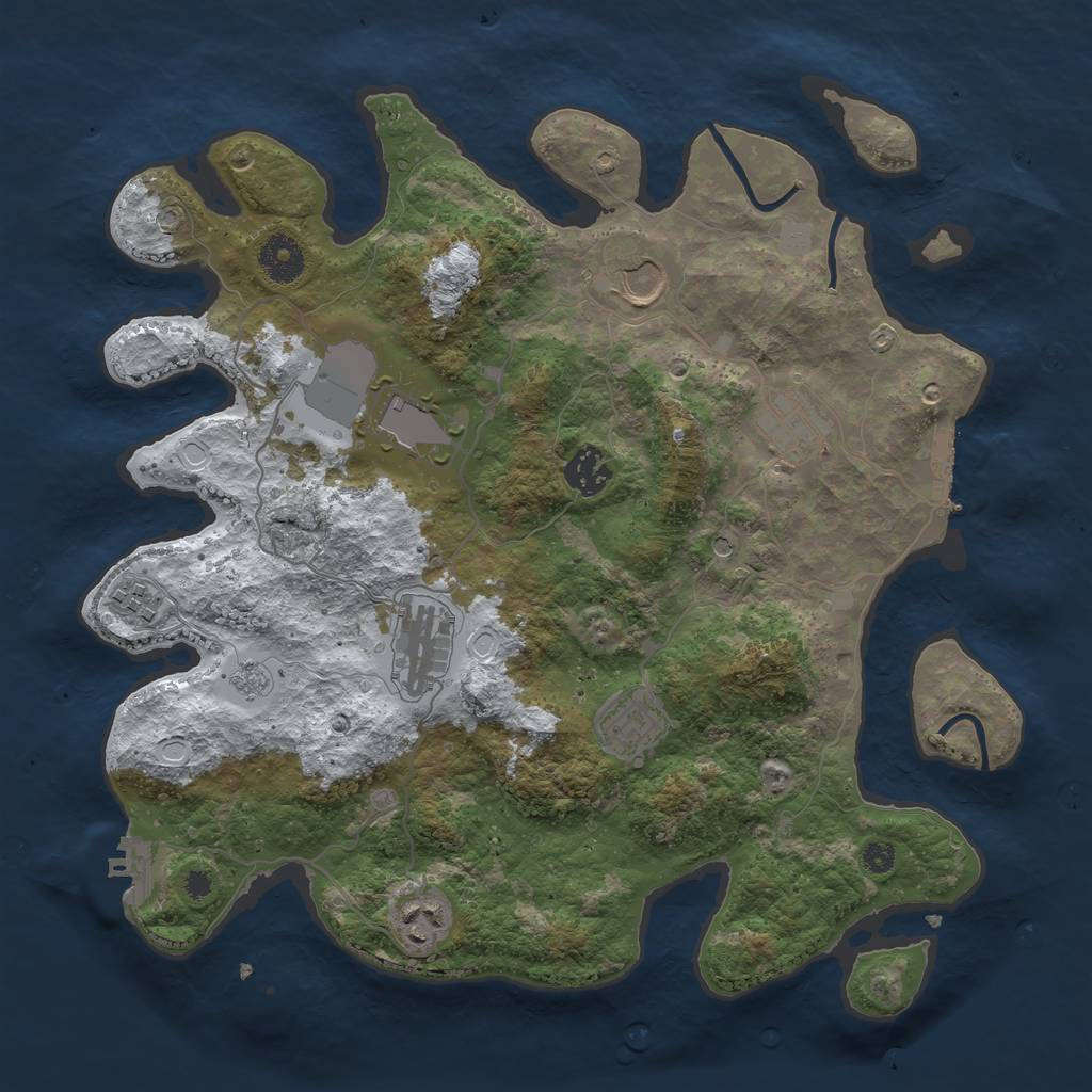 Rust Map: Procedural Map, Size: 3550, Seed: 123456, 17 Monuments