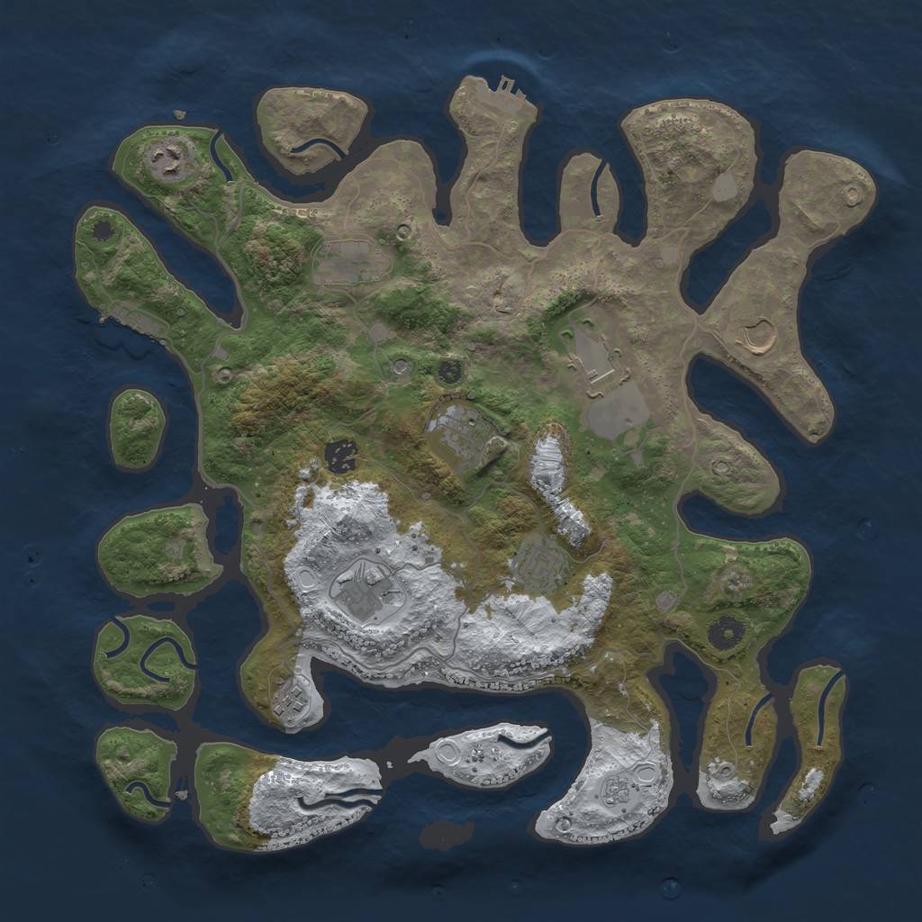 Rust Map: Procedural Map, Size: 4000, Seed: 7666, 18 Monuments