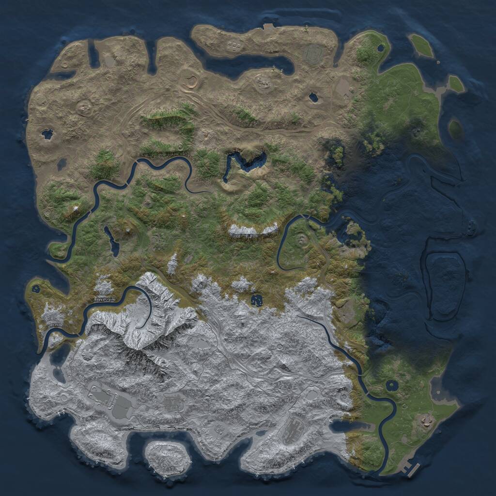 Rust Map: Procedural Map, Size: 6000, Seed: 417538570, 17 Monuments