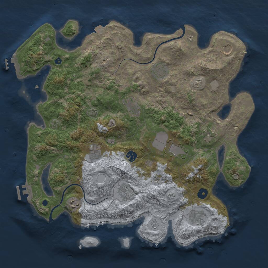 Rust Map: Procedural Map, Size: 3850, Seed: 1711132111, 16 Monuments