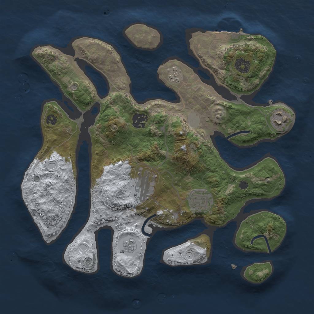 Rust Map: Procedural Map, Size: 3000, Seed: 1052176452, 12 Monuments