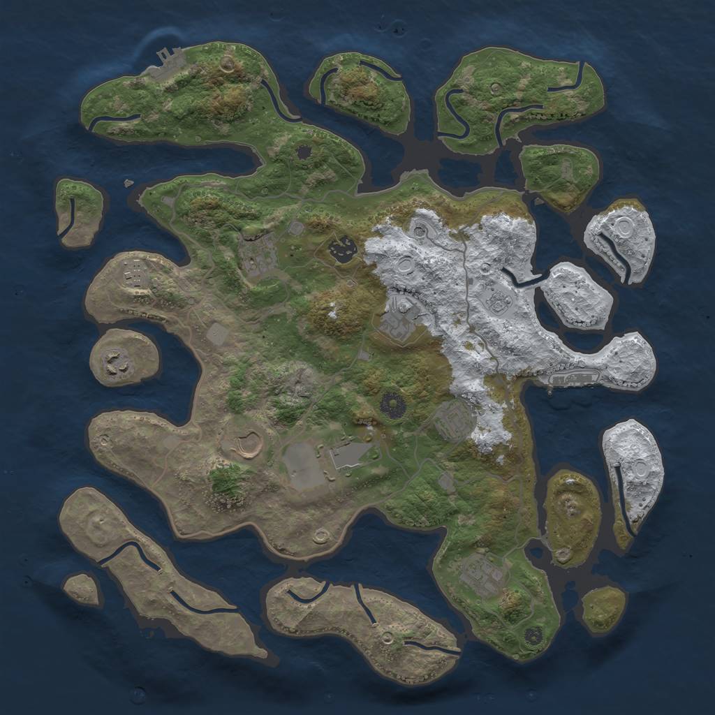 Rust Map: Procedural Map, Size: 4000, Seed: 1200074159, 18 Monuments