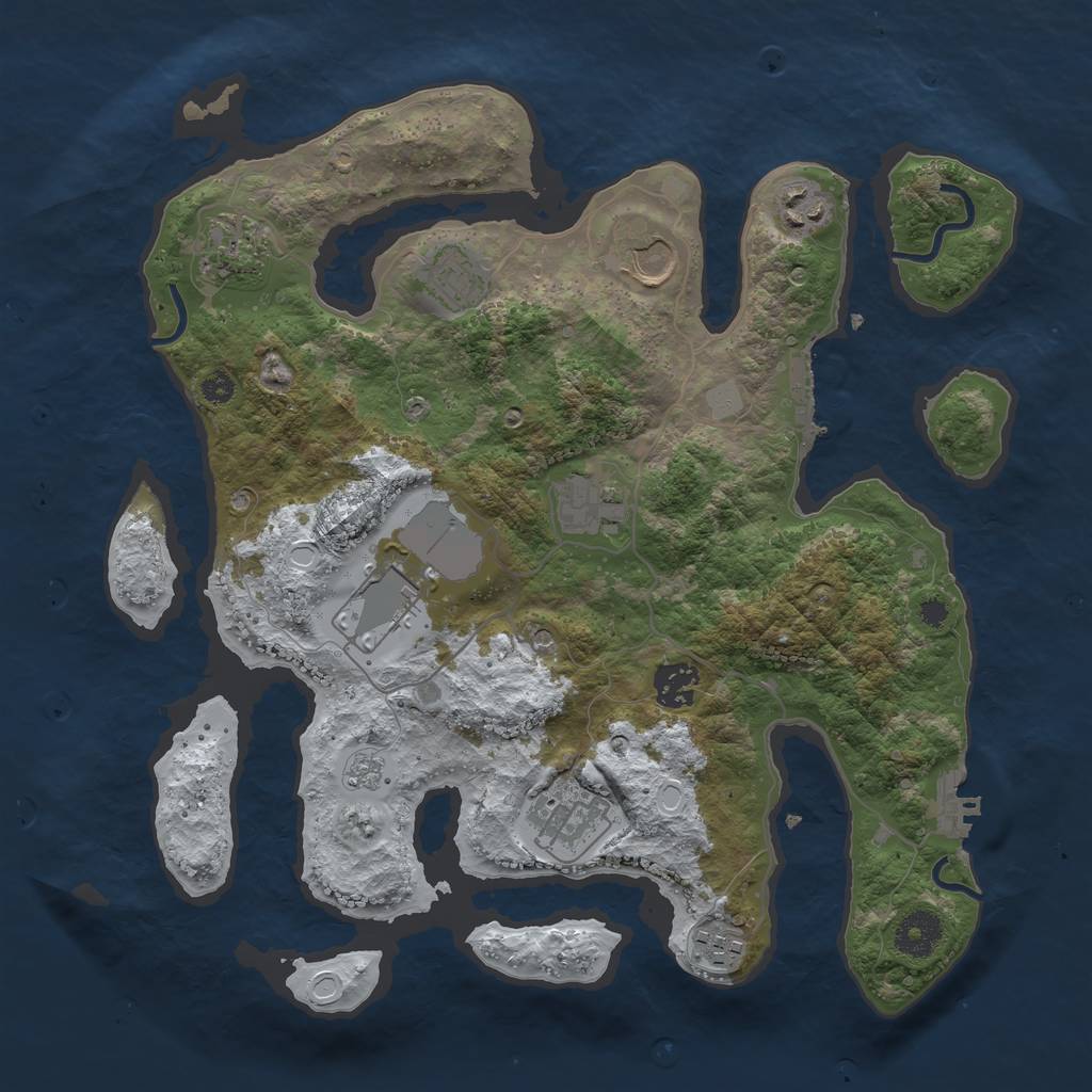 Rust Map: Procedural Map, Size: 3500, Seed: 450387621, 18 Monuments