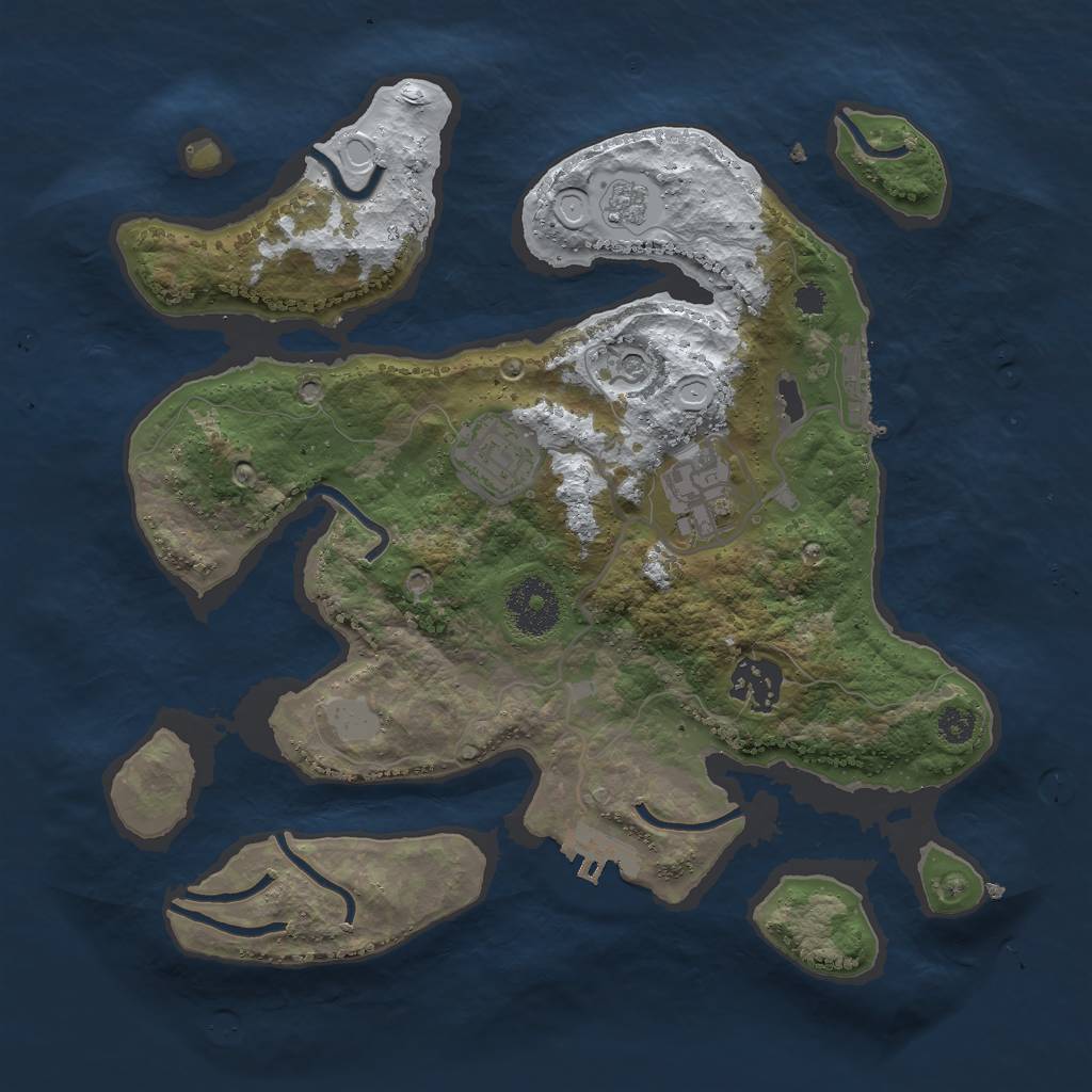 Rust Map: Procedural Map, Size: 3000, Seed: 596223427, 12 Monuments