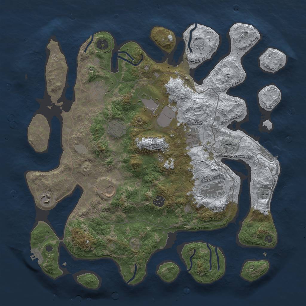 Rust Map: Procedural Map, Size: 4000, Seed: 991258933, 18 Monuments