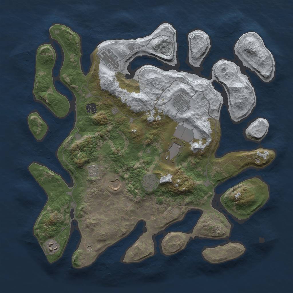 Rust Map: Barren, Size: 4000, Seed: 777, 11 Monuments