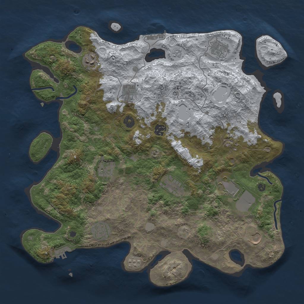 Rust Map: Procedural Map, Size: 3950, Seed: 659486184, 20 Monuments