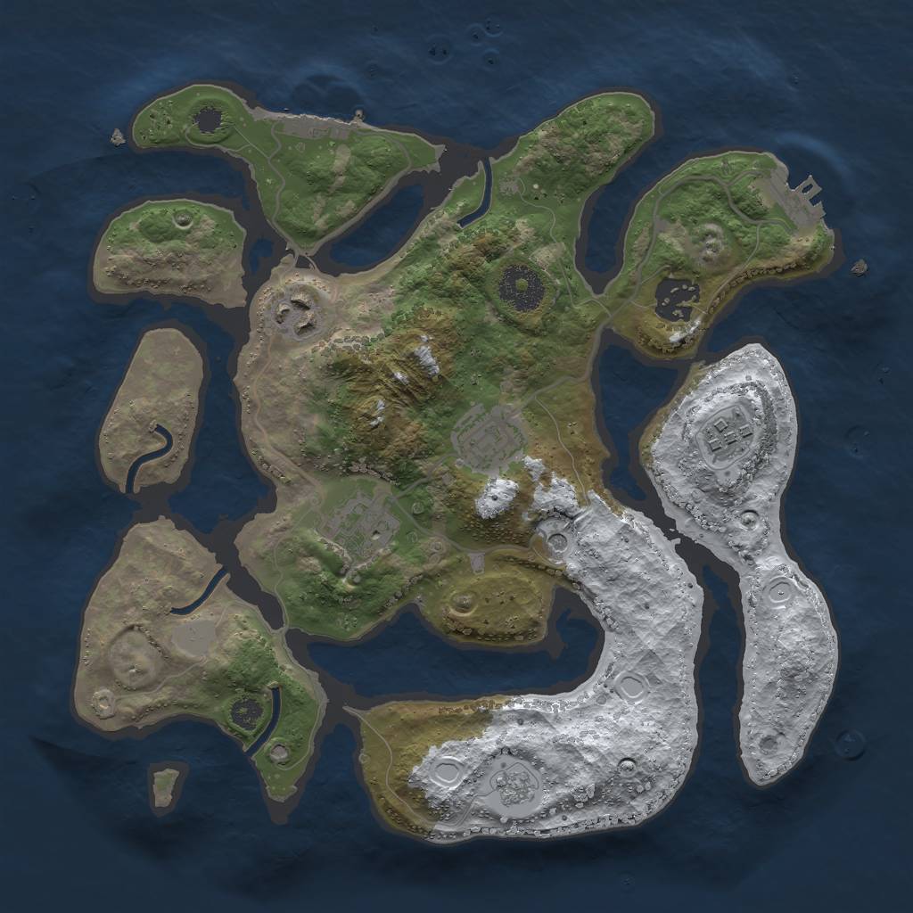 Rust Map: Procedural Map, Size: 3000, Seed: 1087760511, 14 Monuments