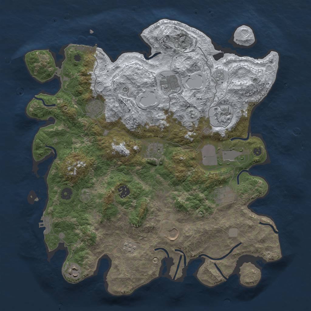 Rust Map: Procedural Map, Size: 3850, Seed: 1554511118, 19 Monuments