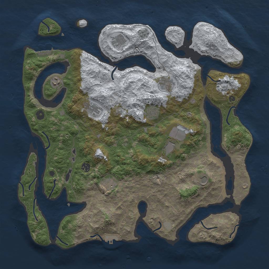 Rust Map: Procedural Map, Size: 4500, Seed: 1424670553, 20 Monuments