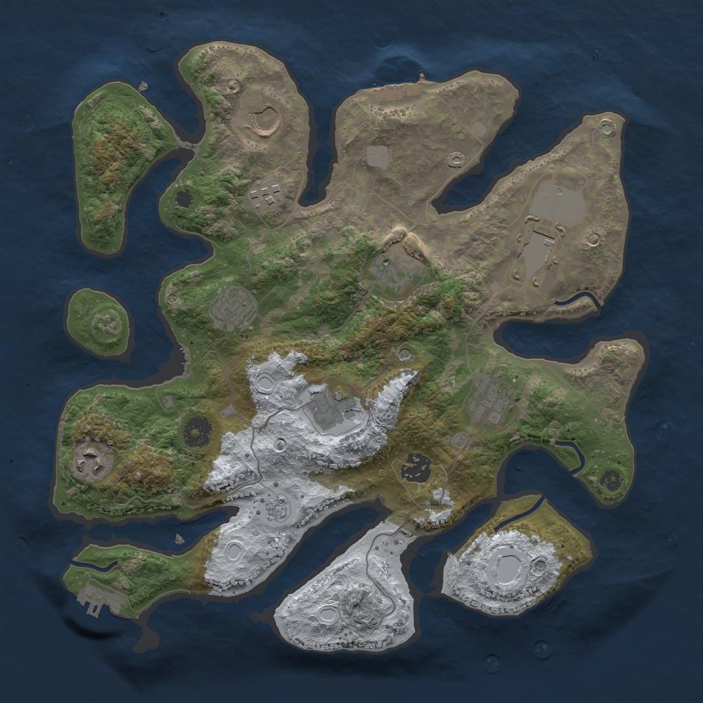 Rust Map: Procedural Map, Size: 3500, Seed: 3523523, 18 Monuments