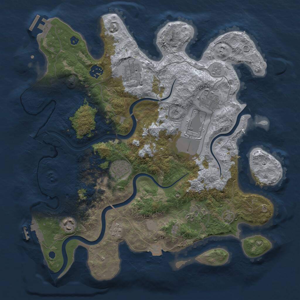 Rust Map: Procedural Map, Size: 3500, Seed: 84376, 14 Monuments