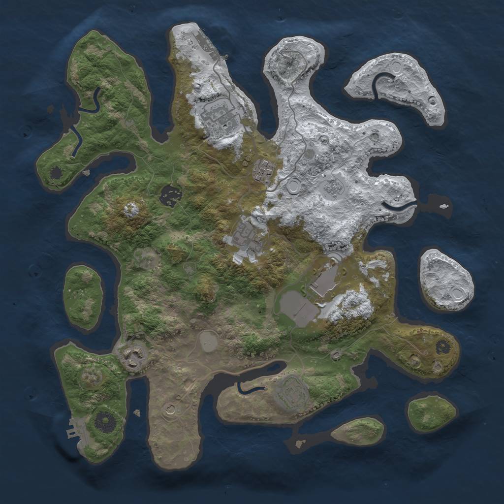 Rust Map: Procedural Map, Size: 3500, Seed: 84376, 16 Monuments