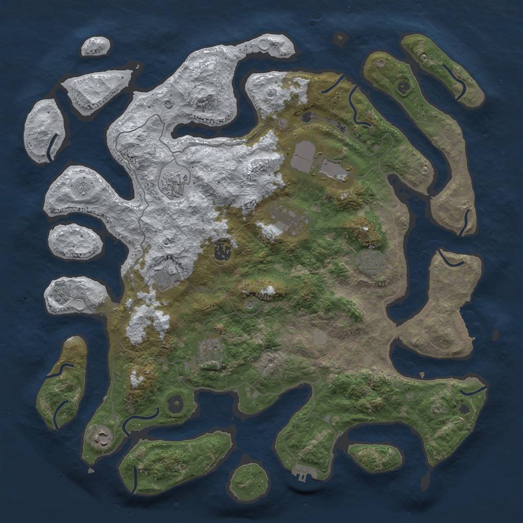 Rust Map: Procedural Map, Size: 4500, Seed: 871545, 18 Monuments