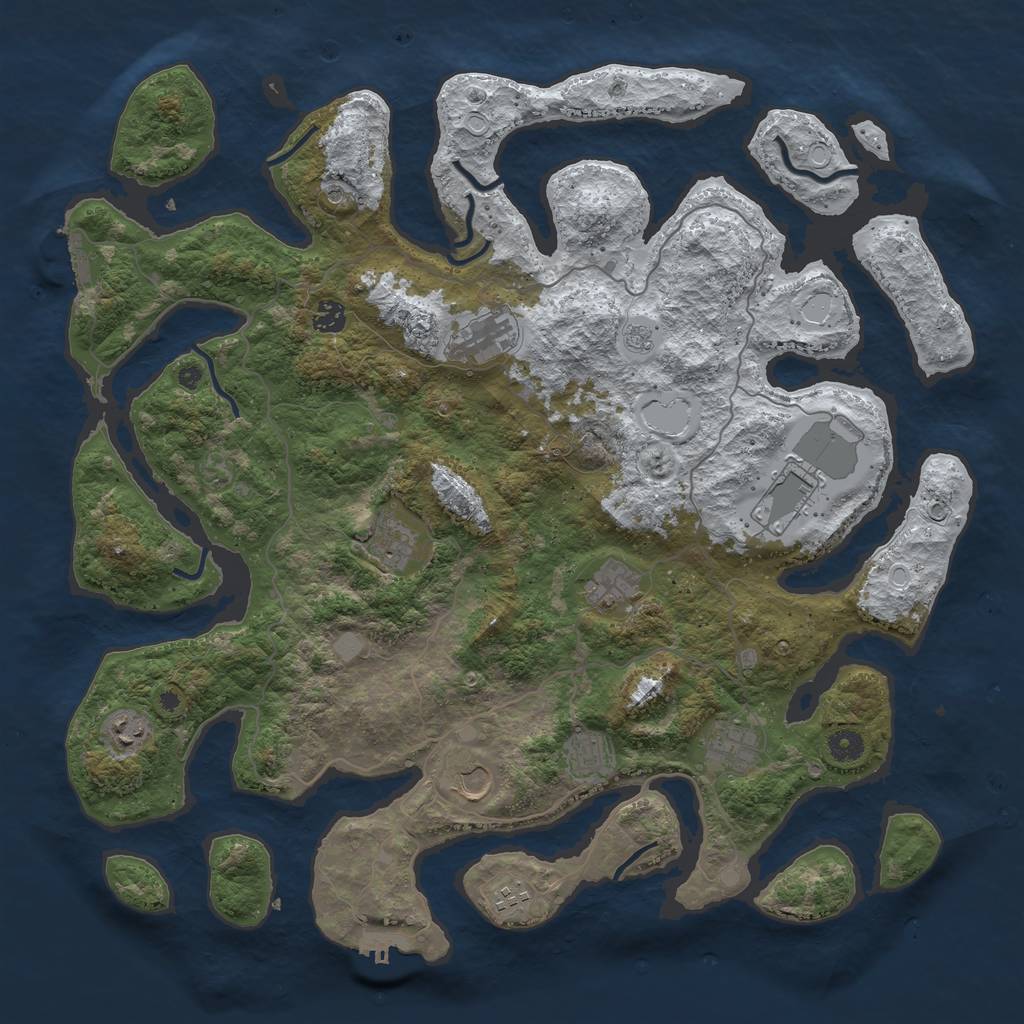 Rust Map: Procedural Map, Size: 4500, Seed: 5638568, 19 Monuments
