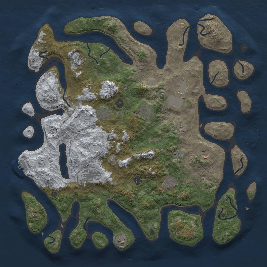 Rust Map: Procedural Map, Size: 4500, Seed: 5651324, 18 Monuments