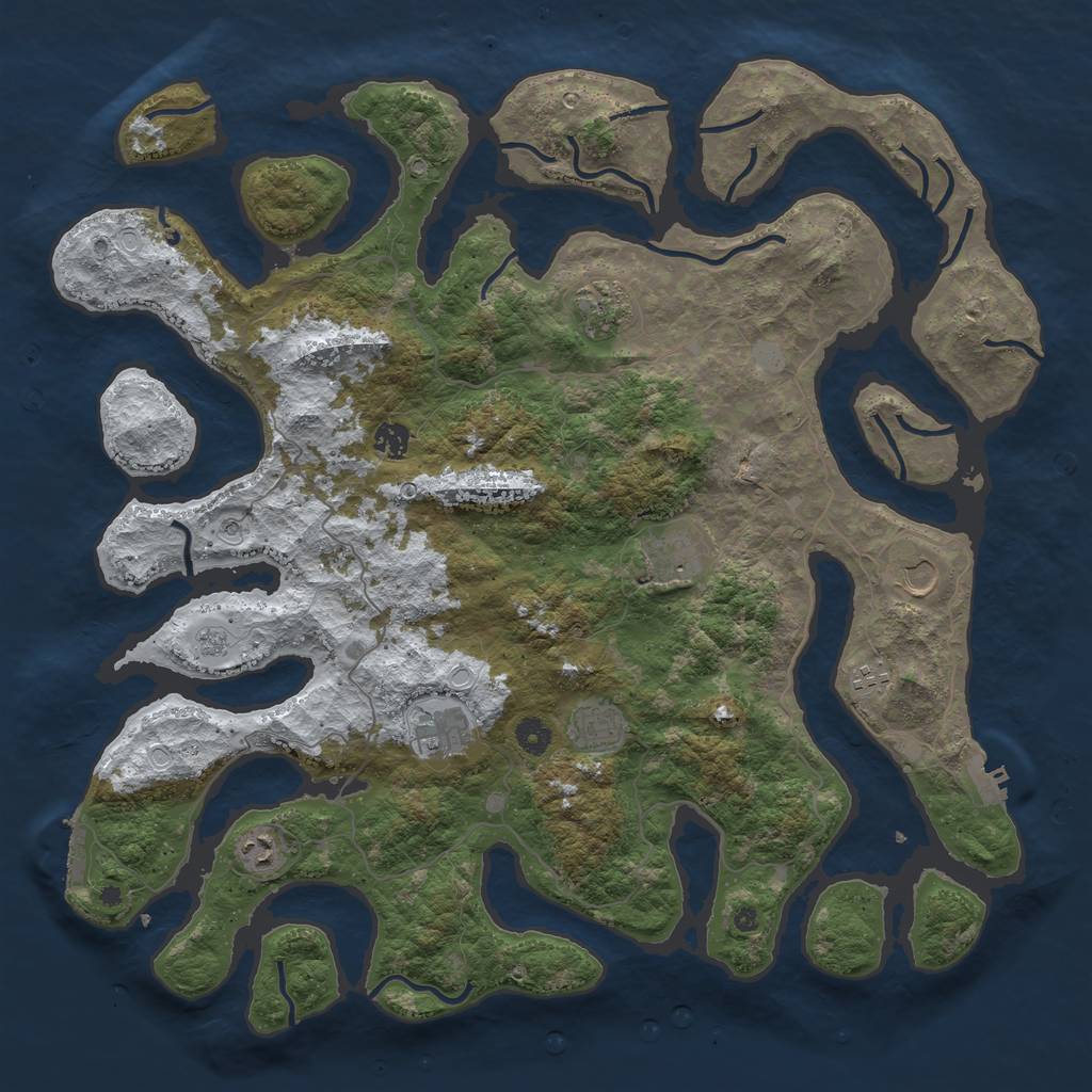 Rust Map: Procedural Map, Size: 4500, Seed: 3166754, 17 Monuments