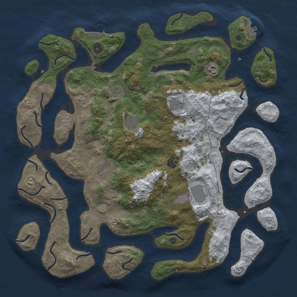 Rust Map: Procedural Map, Size: 4500, Seed: 3573656, 17 Monuments