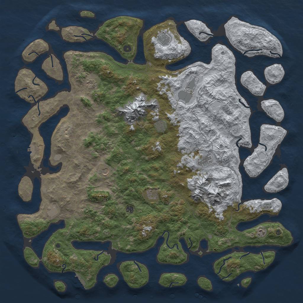 Rust Map: Procedural Map, Size: 6000, Seed: 991258933, 20 Monuments