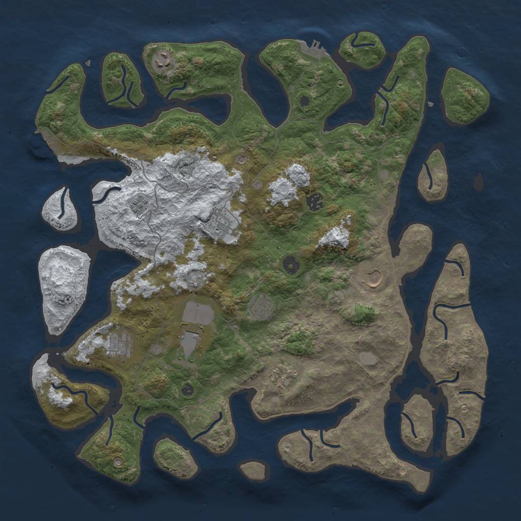 Rust Map: Procedural Map, Size: 4500, Seed: 4090125, 17 Monuments