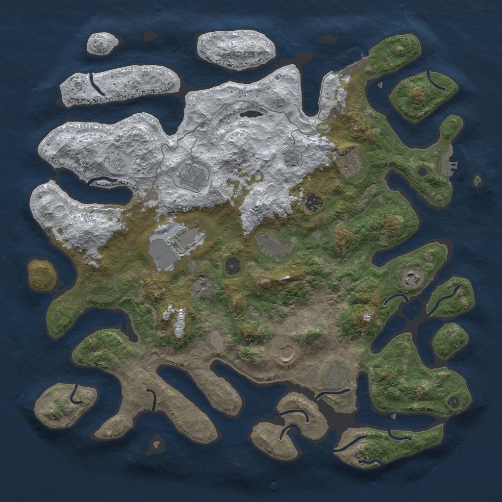 Rust Map: Procedural Map, Size: 4500, Seed: 1093214, 18 Monuments