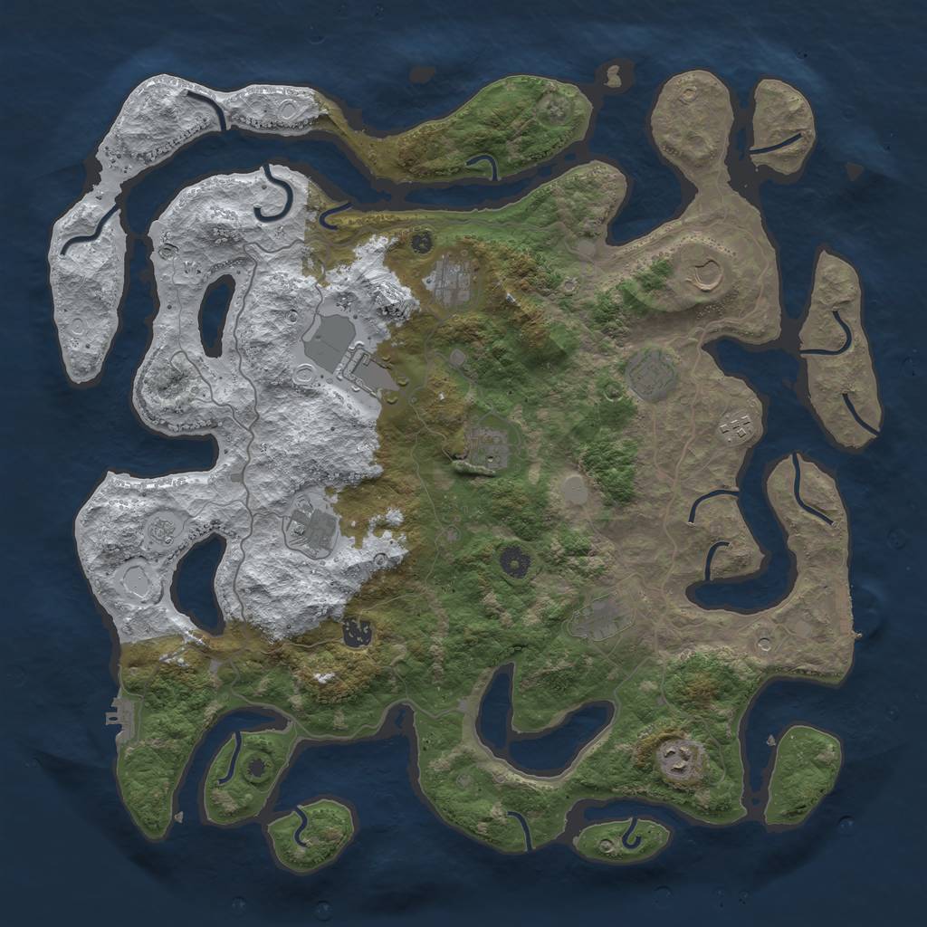 Rust Map: Procedural Map, Size: 4500, Seed: 4927730, 19 Monuments