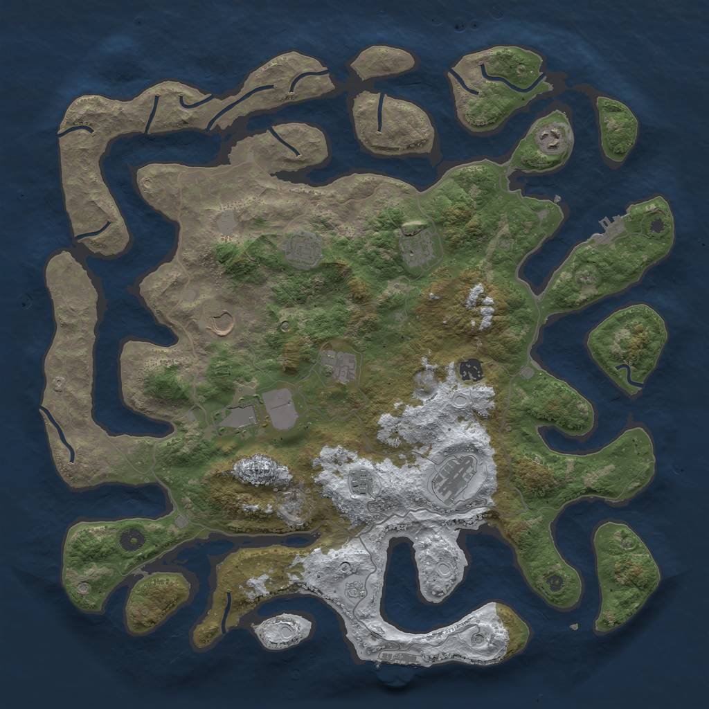 Rust Map: Procedural Map, Size: 4500, Seed: 5378280, 18 Monuments