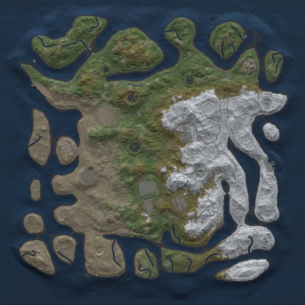 Rust Map: Procedural Map, Size: 4500, Seed: 2632010, 18 Monuments