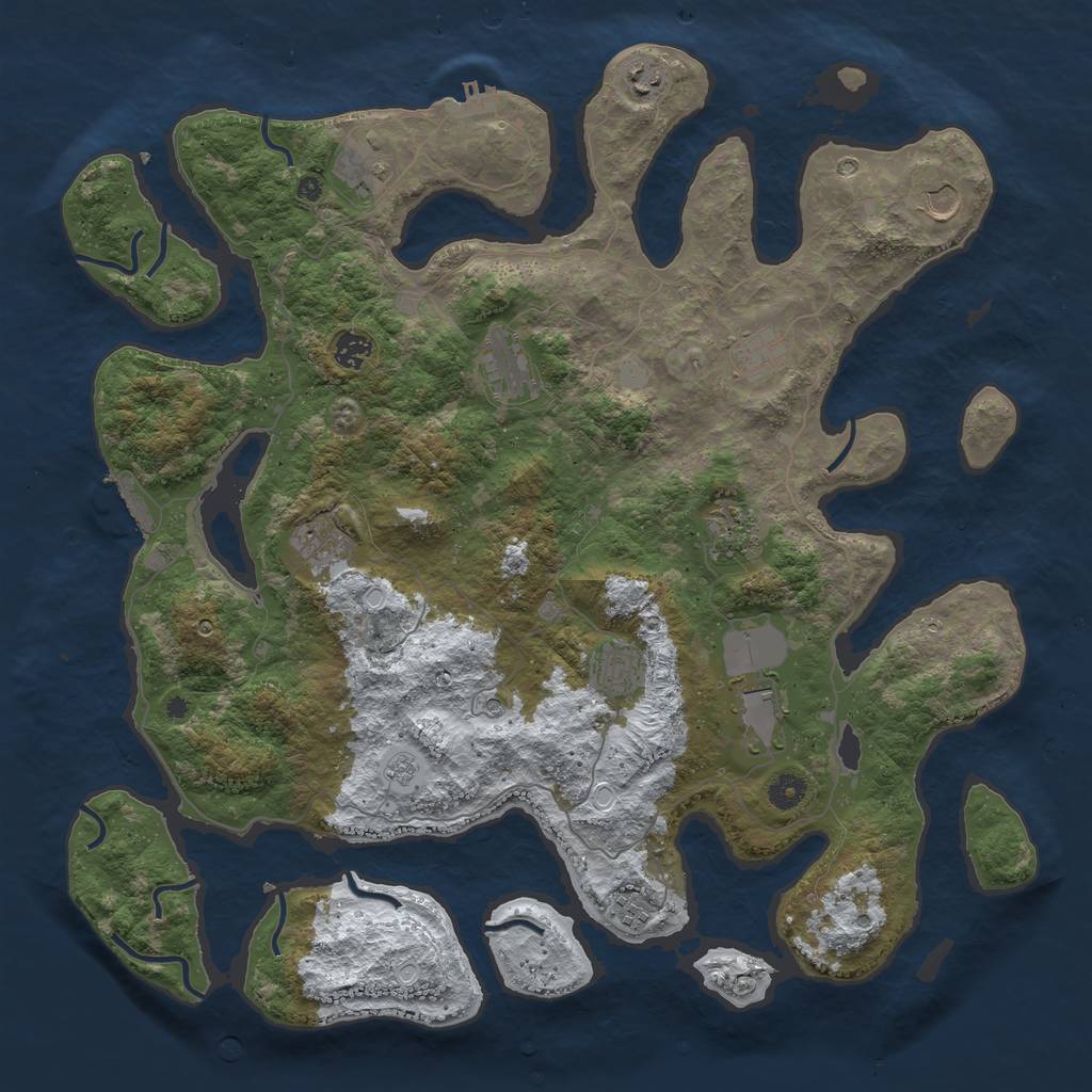 Rust Map: Procedural Map, Size: 4500, Seed: 3034843, 20 Monuments