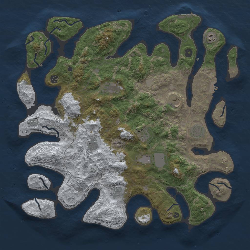 Rust Map: Procedural Map, Size: 4500, Seed: 5256608, 19 Monuments