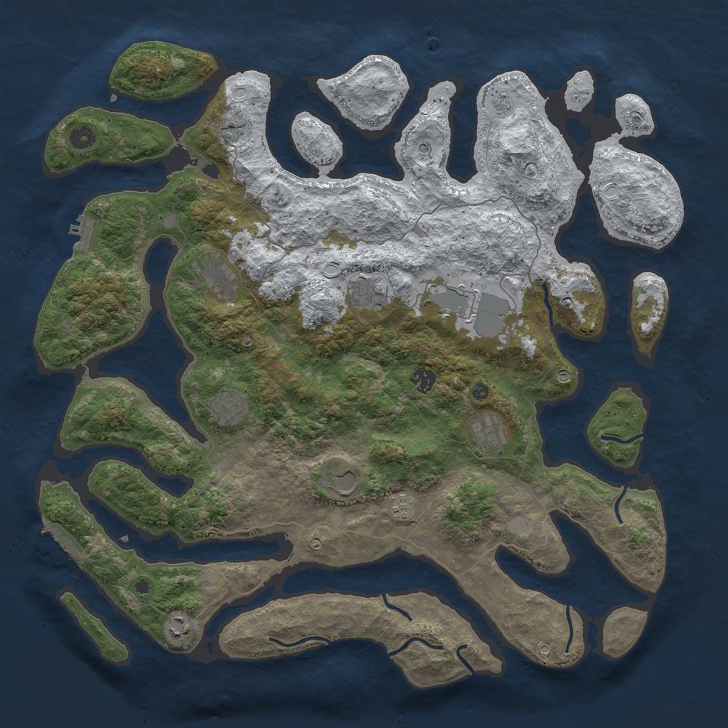 Rust Map: Procedural Map, Size: 4500, Seed: 5124187, 18 Monuments