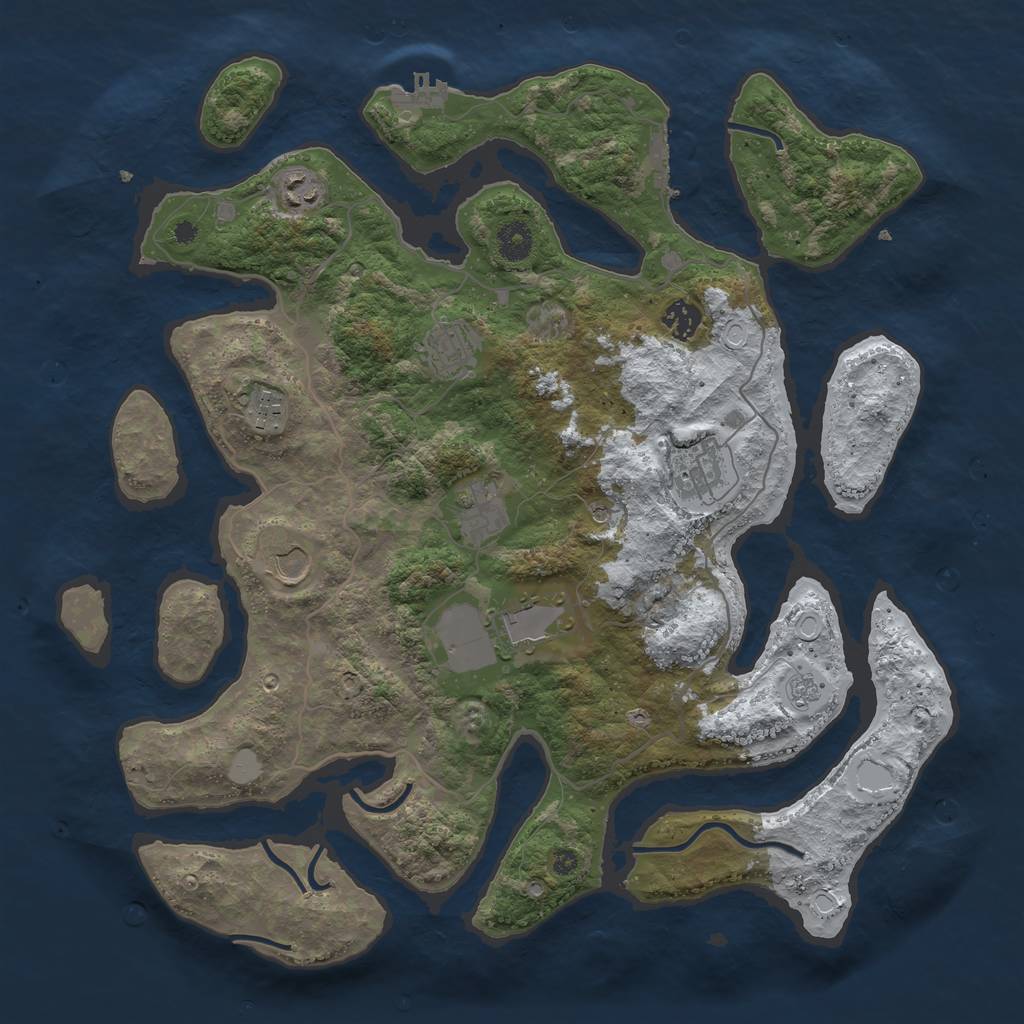 Rust Map: Procedural Map, Size: 4000, Seed: 76384, 17 Monuments