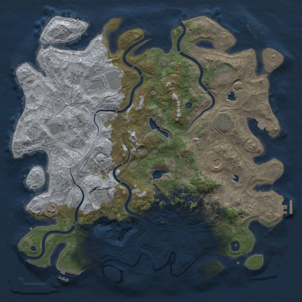 Rust Map: Procedural Map, Size: 4500, Seed: 1400049, 16 Monuments