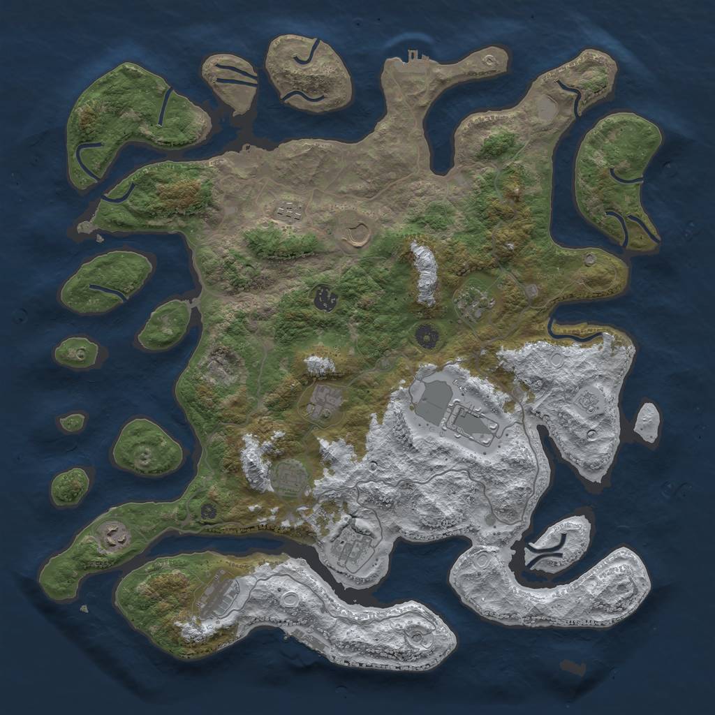 Rust Map: Procedural Map, Size: 4500, Seed: 3018361, 19 Monuments