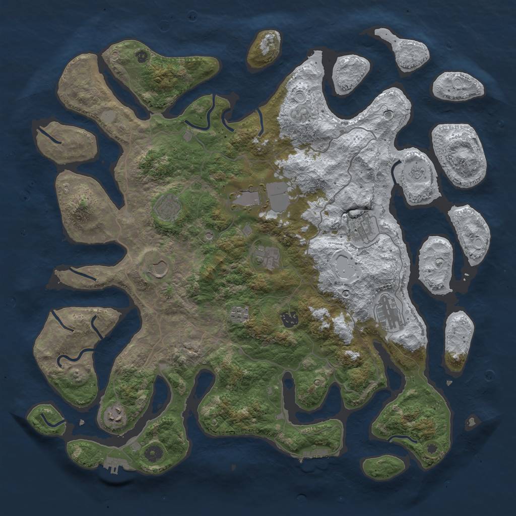 Rust Map: Procedural Map, Size: 4500, Seed: 6308206, 18 Monuments