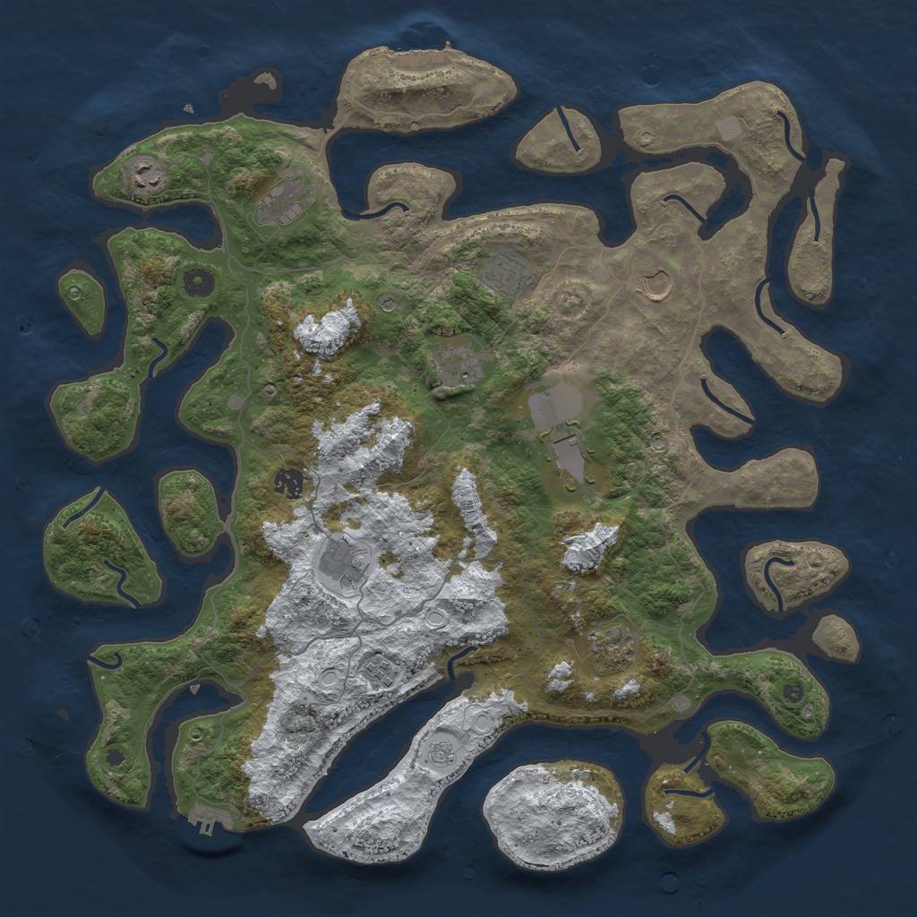 Rust Map: Procedural Map, Size: 4500, Seed: 4208175, 19 Monuments