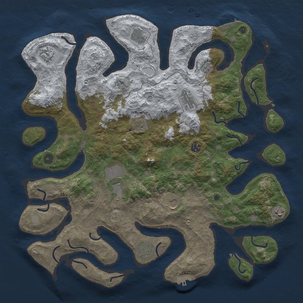 Rust Map: Procedural Map, Size: 4500, Seed: 651418, 19 Monuments