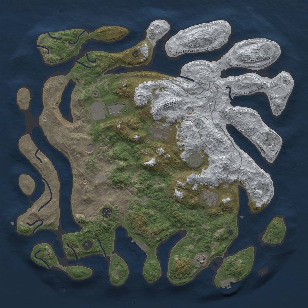 Rust Map: Procedural Map, Size: 4500, Seed: 569527, 17 Monuments