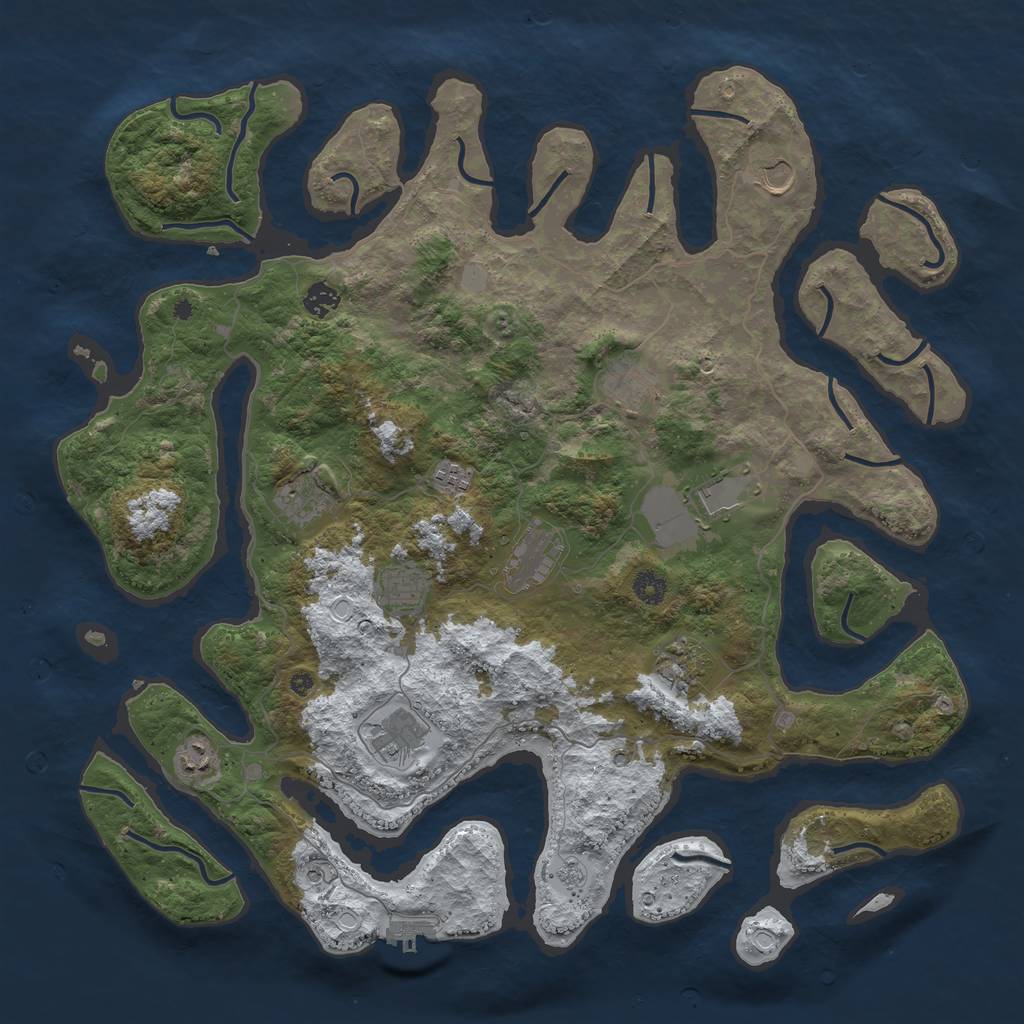 Rust Map: Procedural Map, Size: 4500, Seed: 2376267, 19 Monuments
