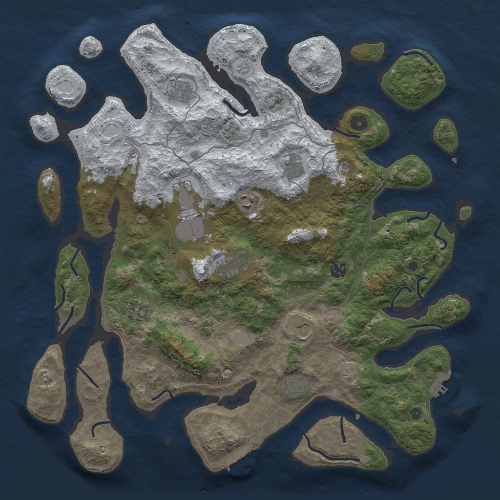 Rust Map: Procedural Map, Size: 4500, Seed: 5495089, 19 Monuments