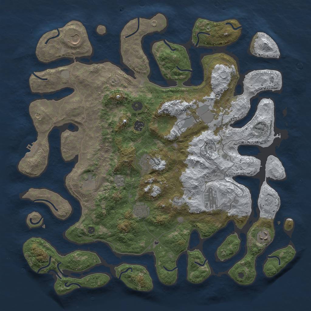 Rust Map: Procedural Map, Size: 4500, Seed: 4639145, 17 Monuments