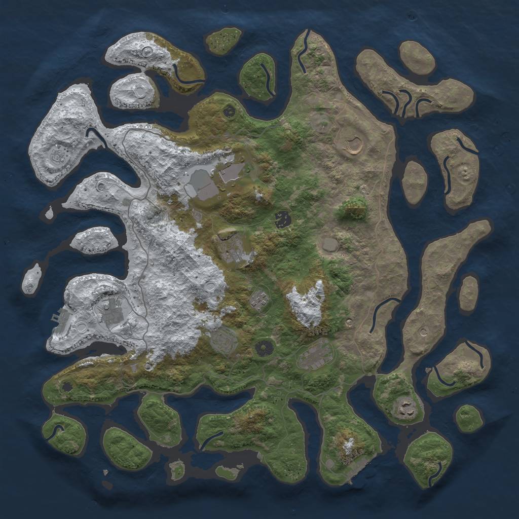 Rust Map: Procedural Map, Size: 4500, Seed: 553279, 18 Monuments