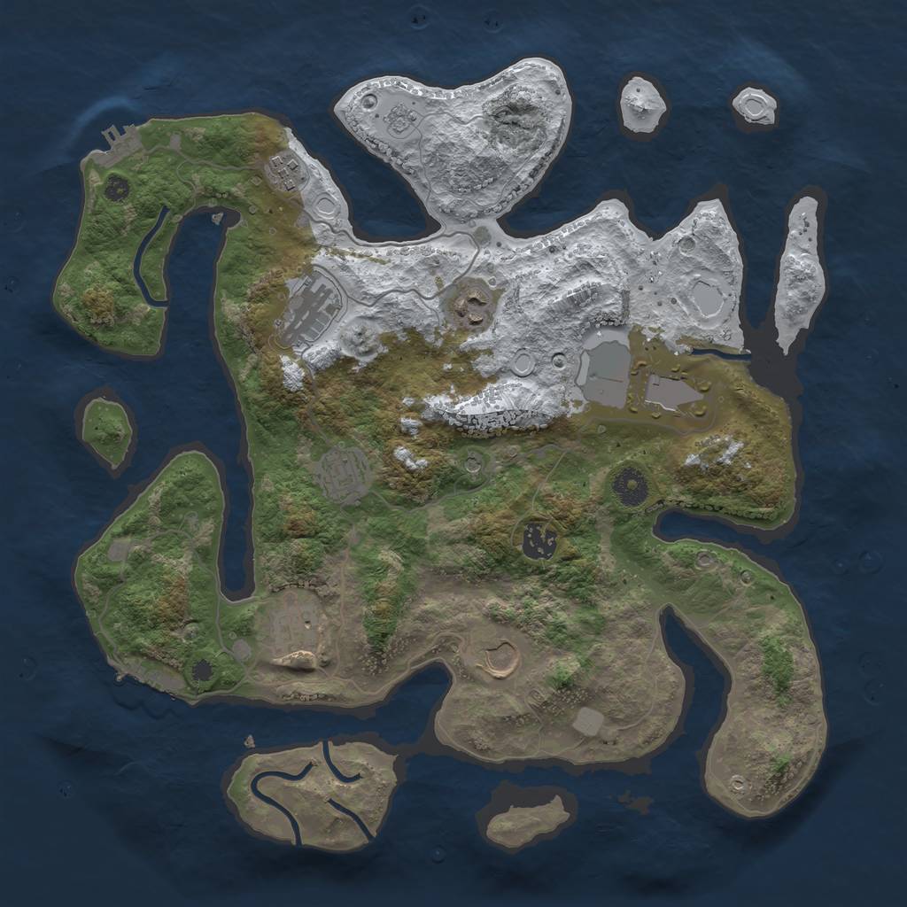 Rust Map: Procedural Map, Size: 3750, Seed: 10305385, 17 Monuments