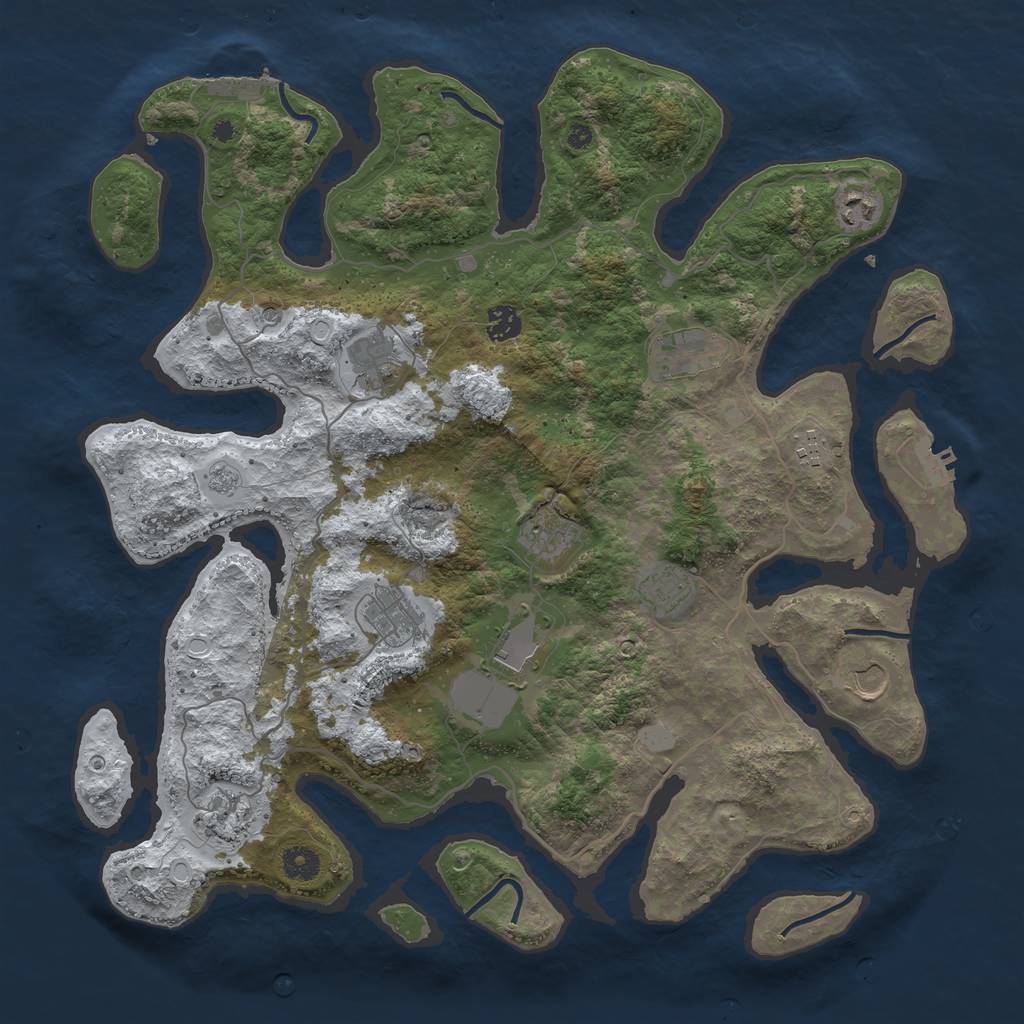 Rust Map: Procedural Map, Size: 4200, Seed: 385675754, 20 Monuments