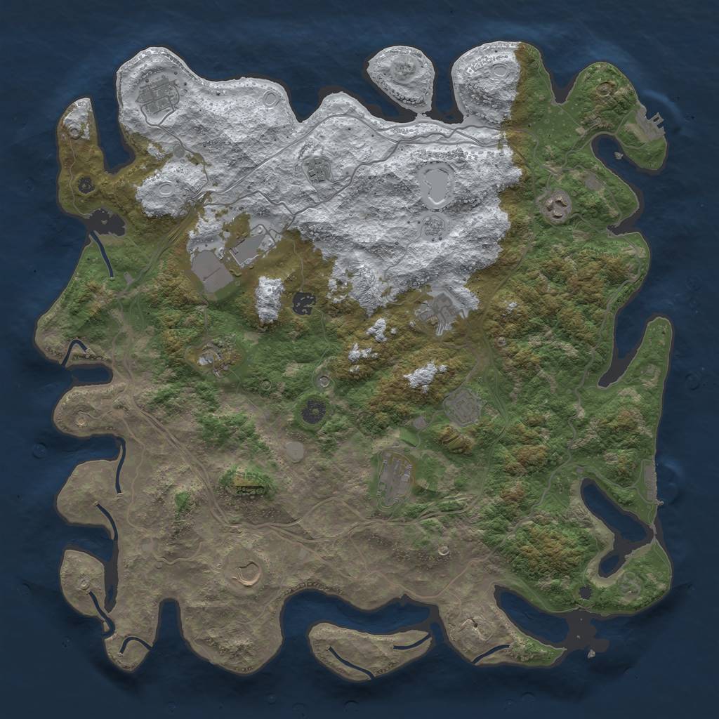 Rust Map: Procedural Map, Size: 4500, Seed: 5495810, 19 Monuments