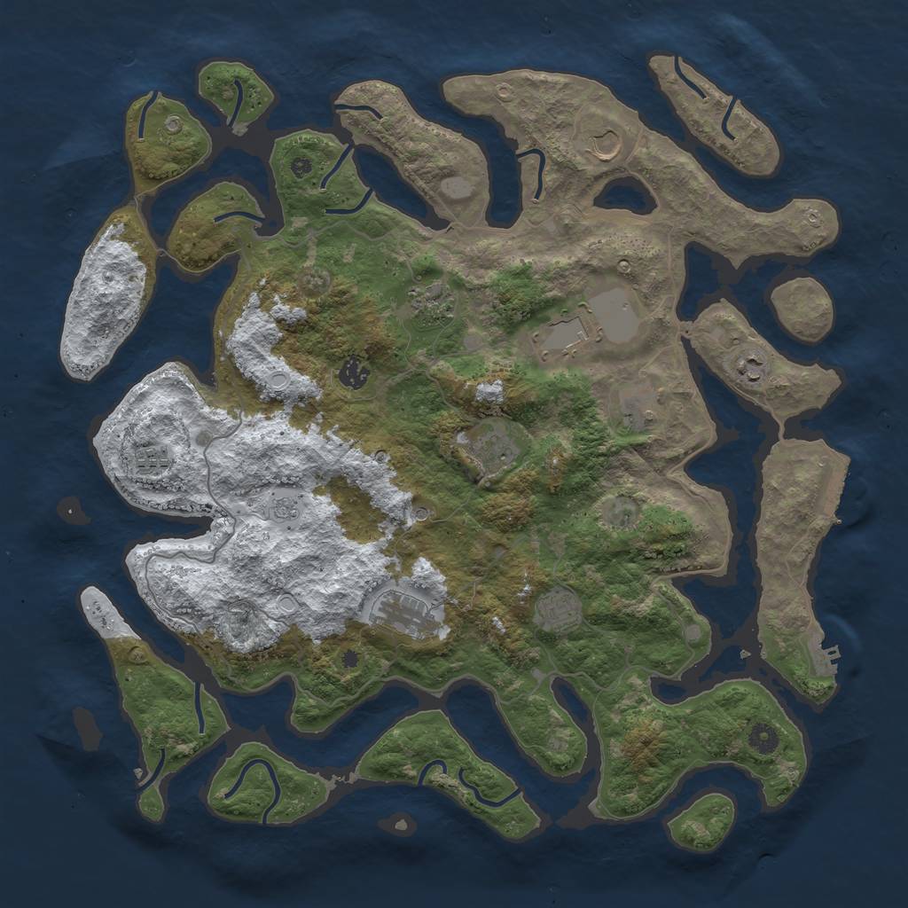 Rust Map: Procedural Map, Size: 4500, Seed: 1331569, 19 Monuments