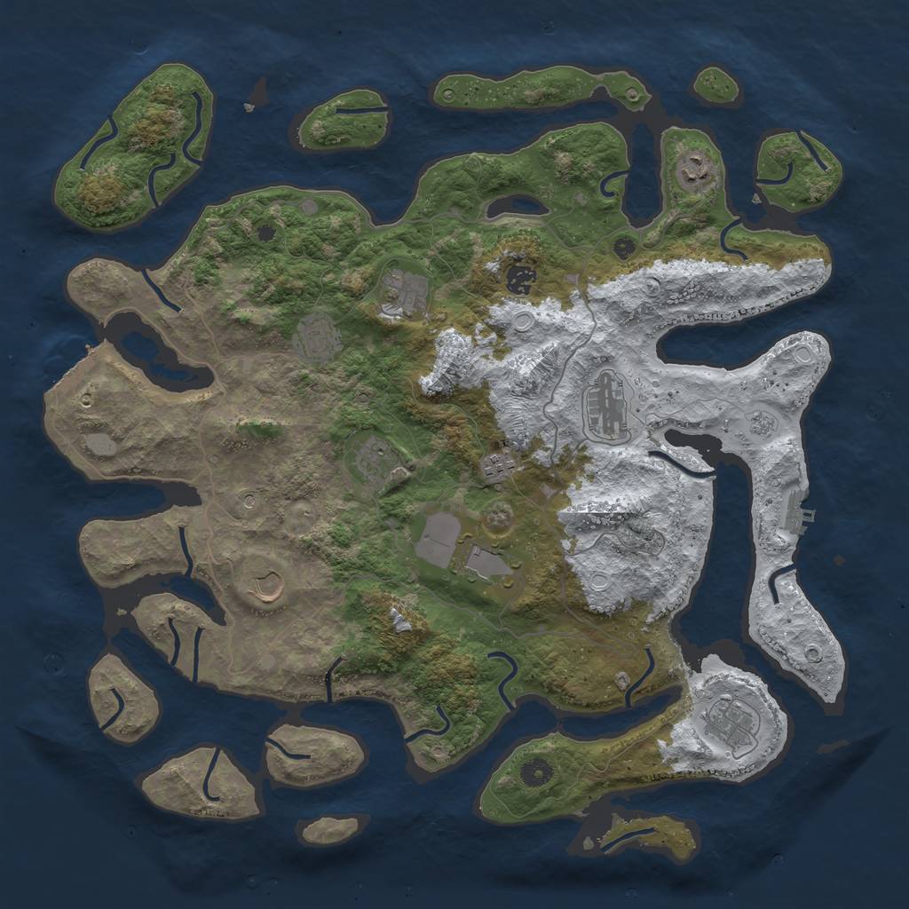 Rust Map: Procedural Map, Size: 4500, Seed: 4885037, 19 Monuments