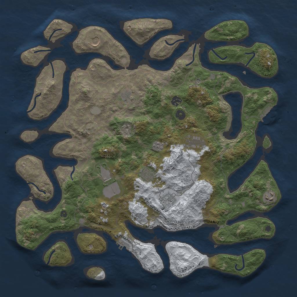 Rust Map: Procedural Map, Size: 4500, Seed: 2725861, 18 Monuments