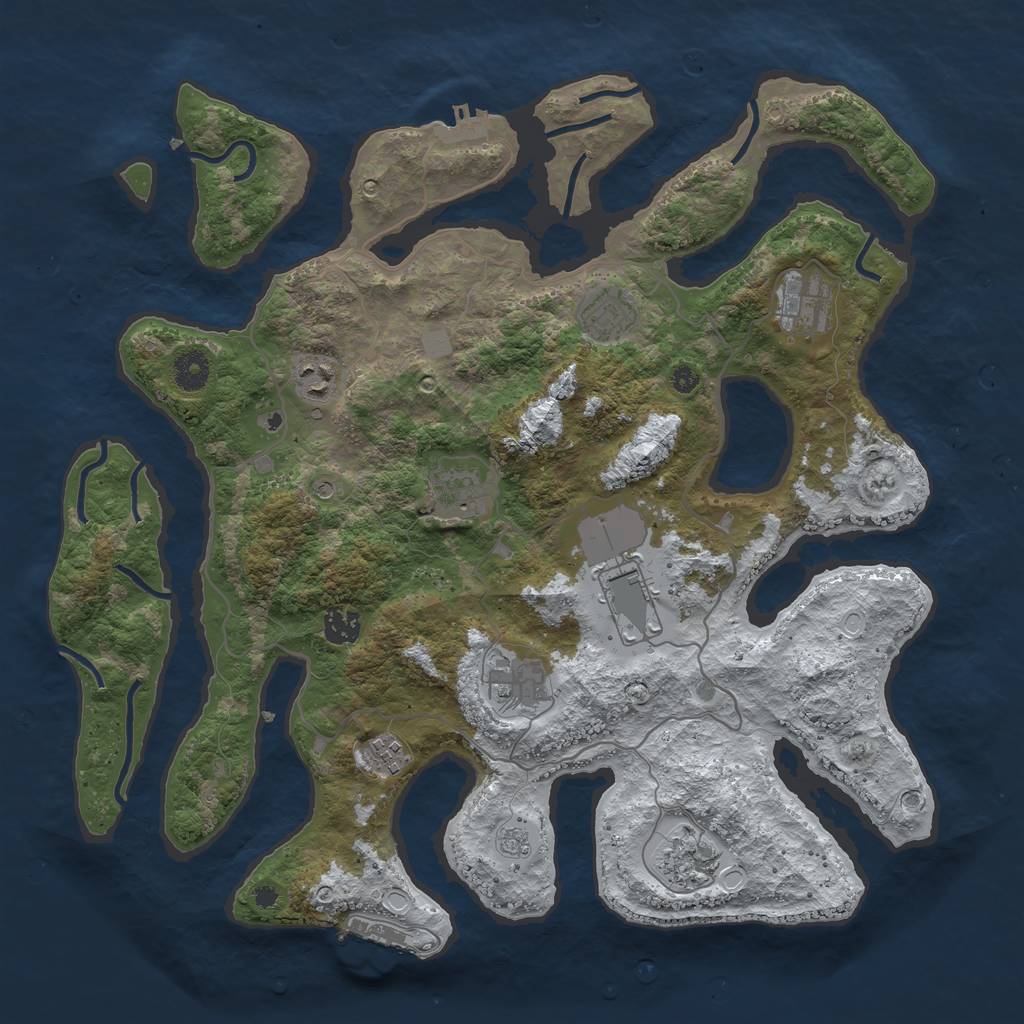 Rust Map: Procedural Map, Size: 4000, Seed: 4357, 18 Monuments