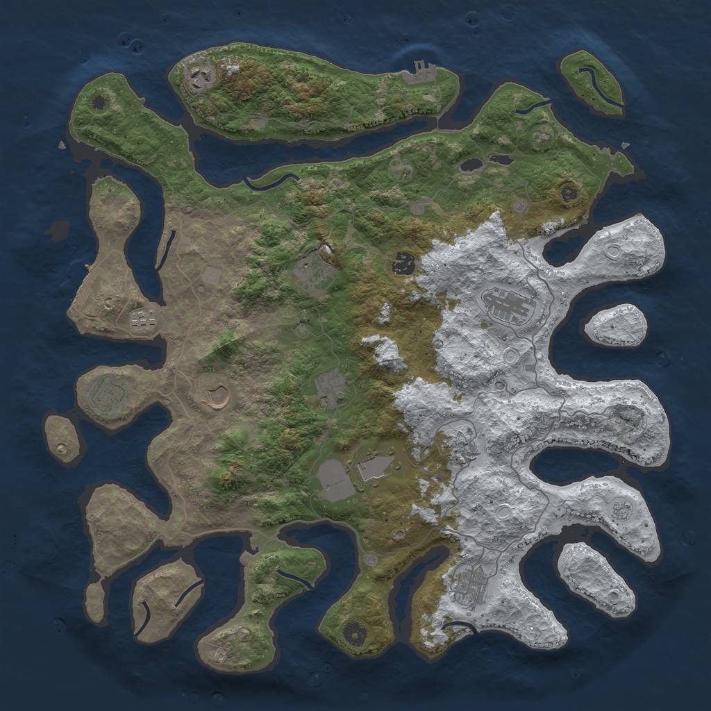 Rust Map: Procedural Map, Size: 4500, Seed: 863321, 20 Monuments